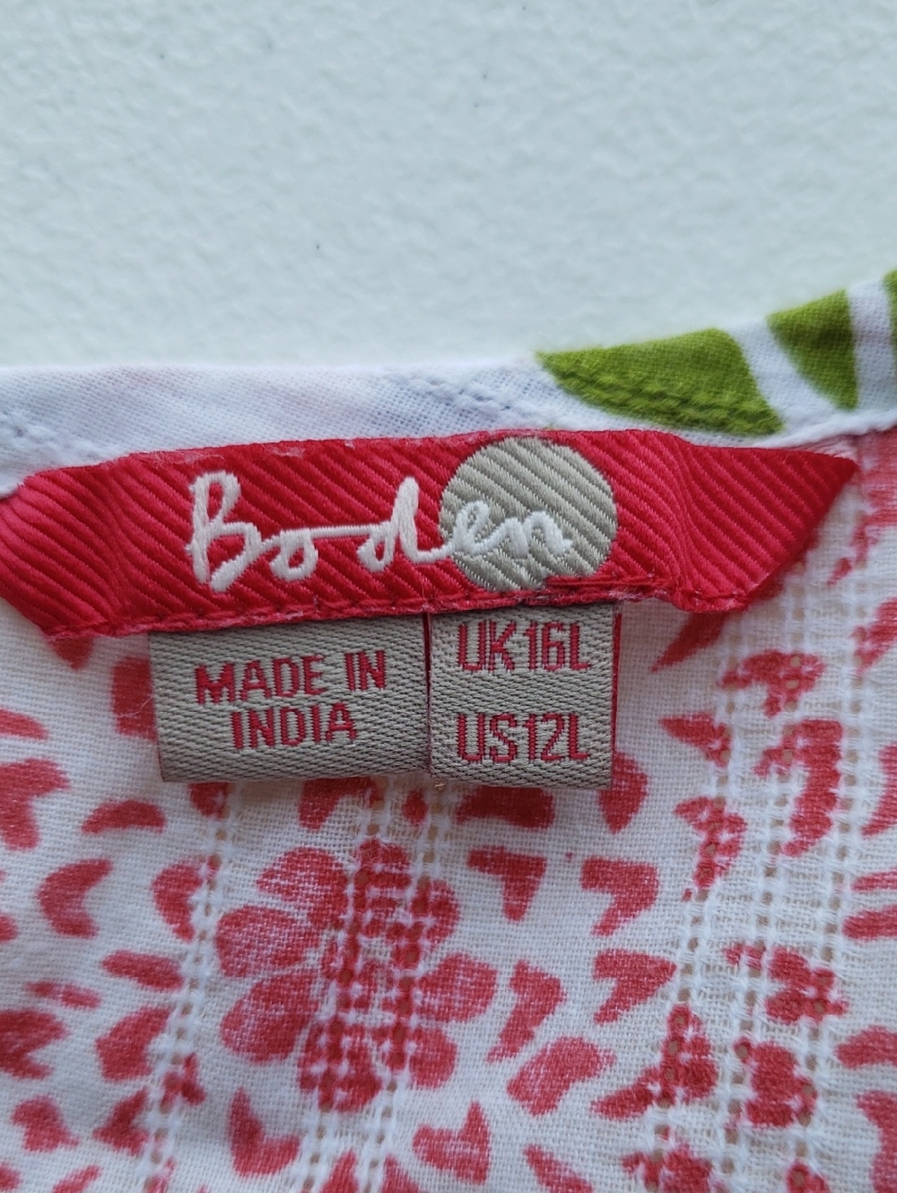 Boden Breezy Beach Cotton Floral Mini Dress 12L White Green Orange Lightweight - Picture 14 of 16